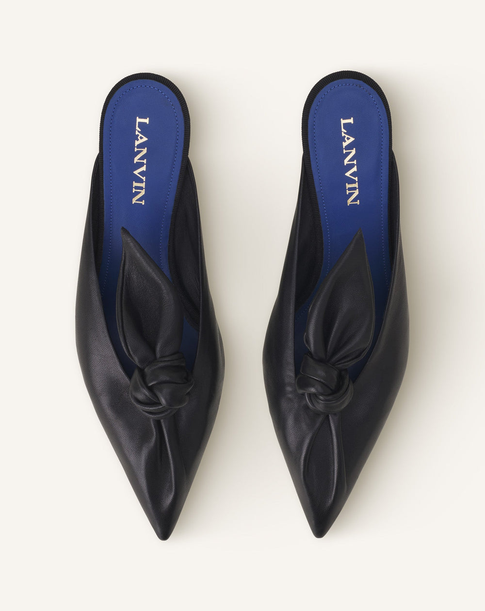 Black Midnight Step Bow Leather Mule With Heel