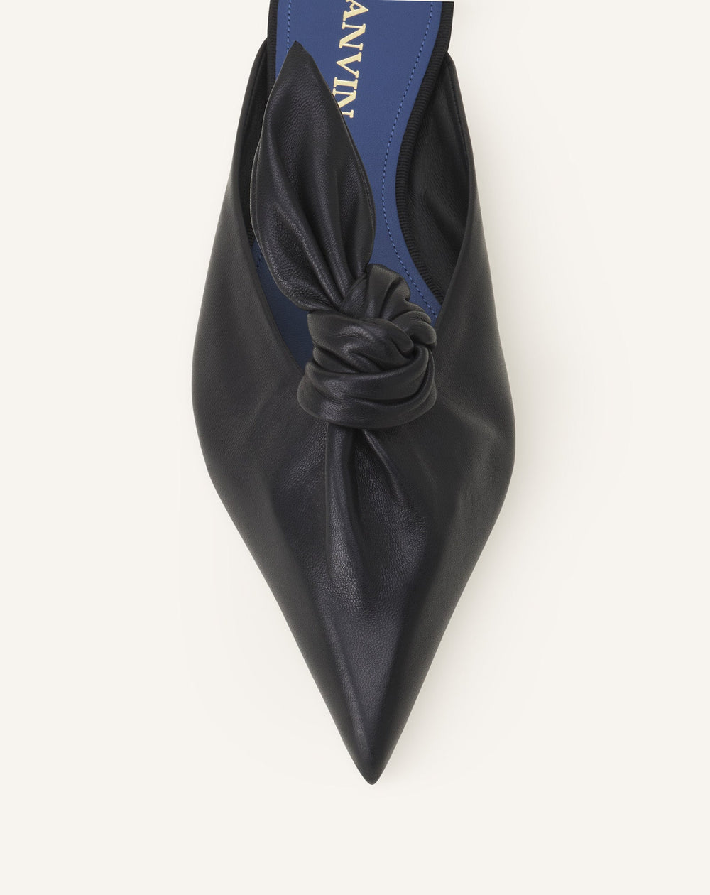 Black Midnight Step Bow Leather Mule With Heel
