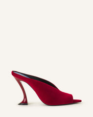 Red Midnight Step Mule In Velvet