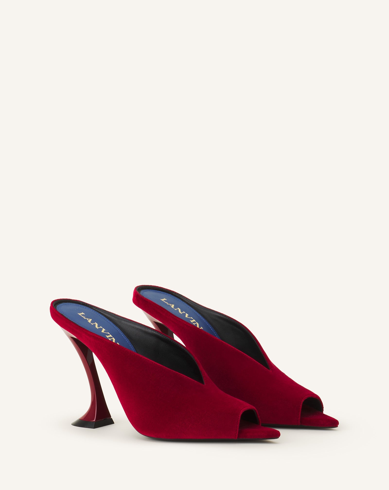 Red Midnight Step Mule In Velvet
