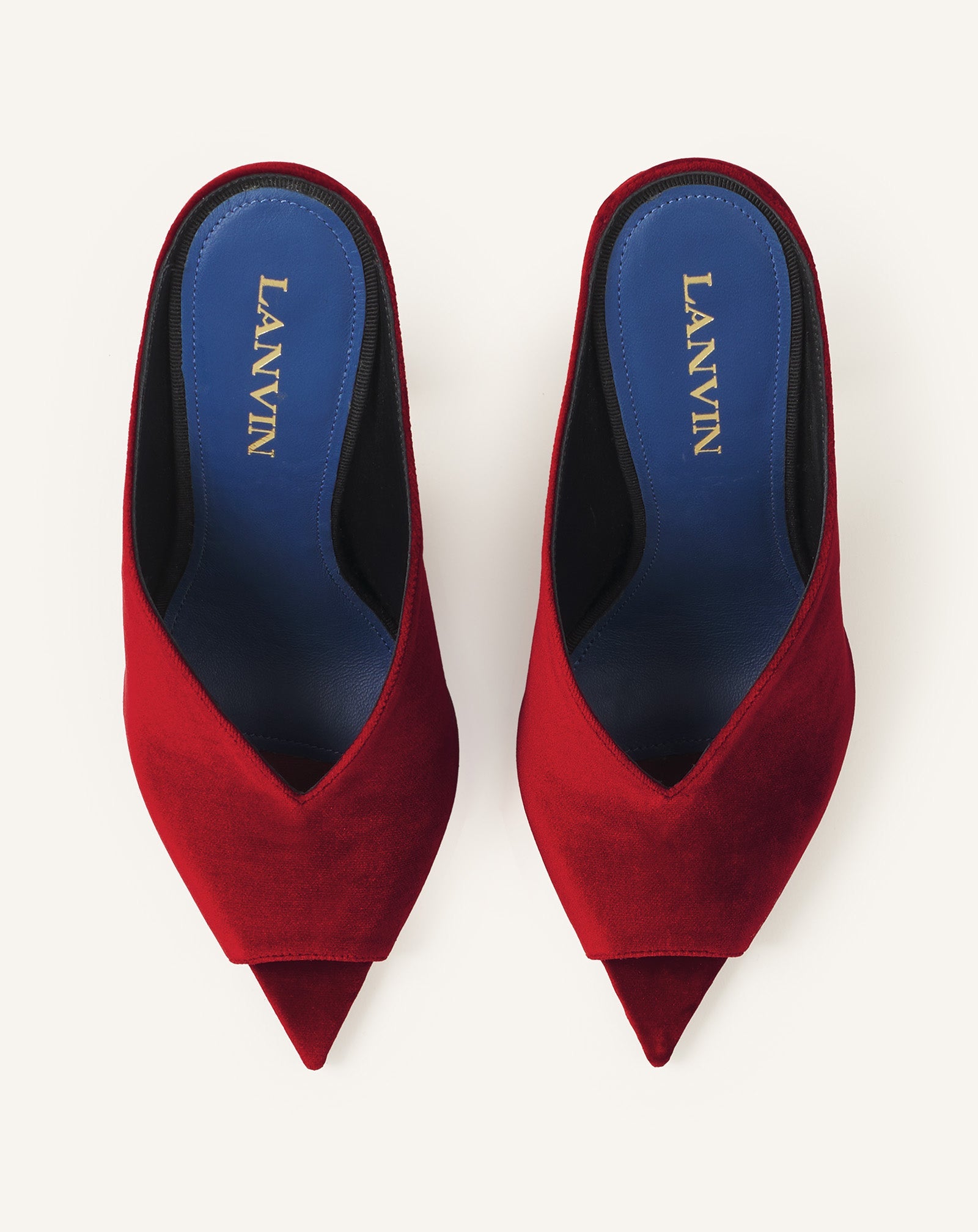 Red Midnight Step Mule In Velvet