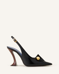 Escarpin Slingback En Cuir Avec Piercing Black
