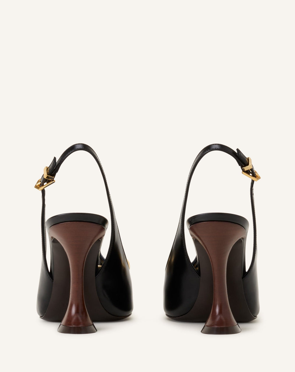 Escarpin Slingback En Cuir Avec Piercing Black