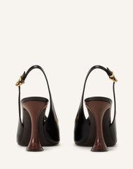 Escarpin Slingback En Cuir Avec Piercing Black