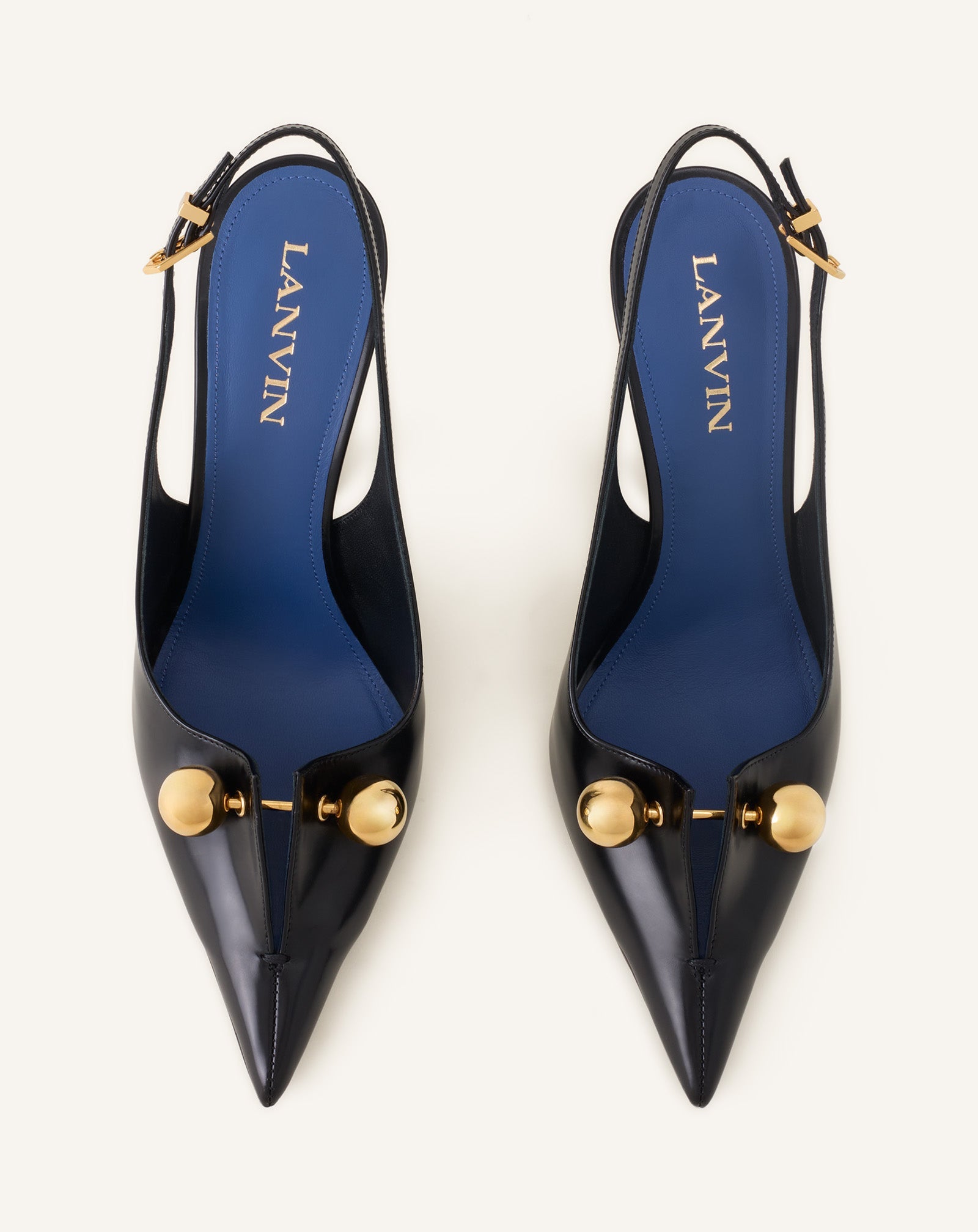 Escarpin Slingback En Cuir Avec Piercing Black