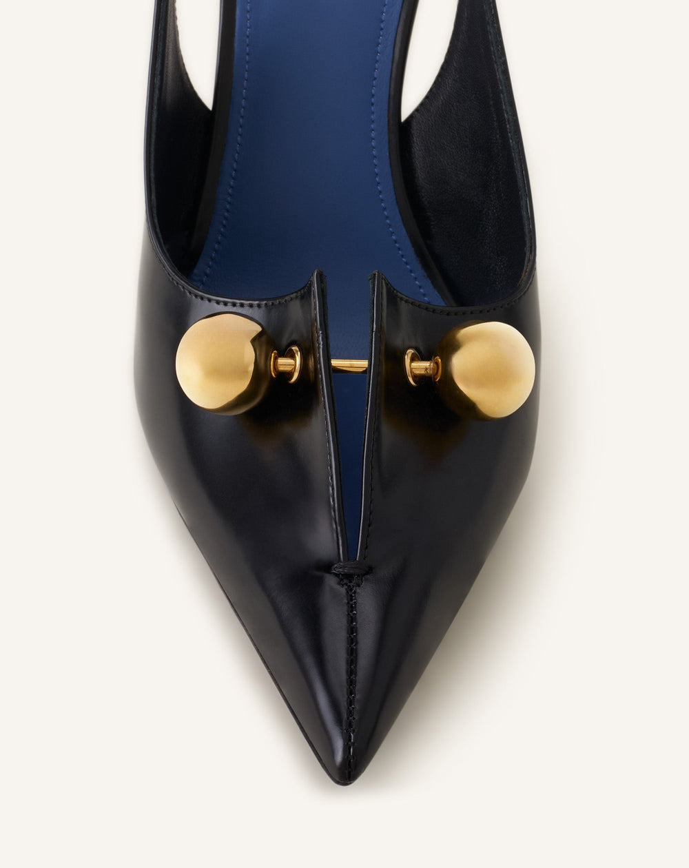 Escarpin Slingback En Cuir Avec Piercing Black