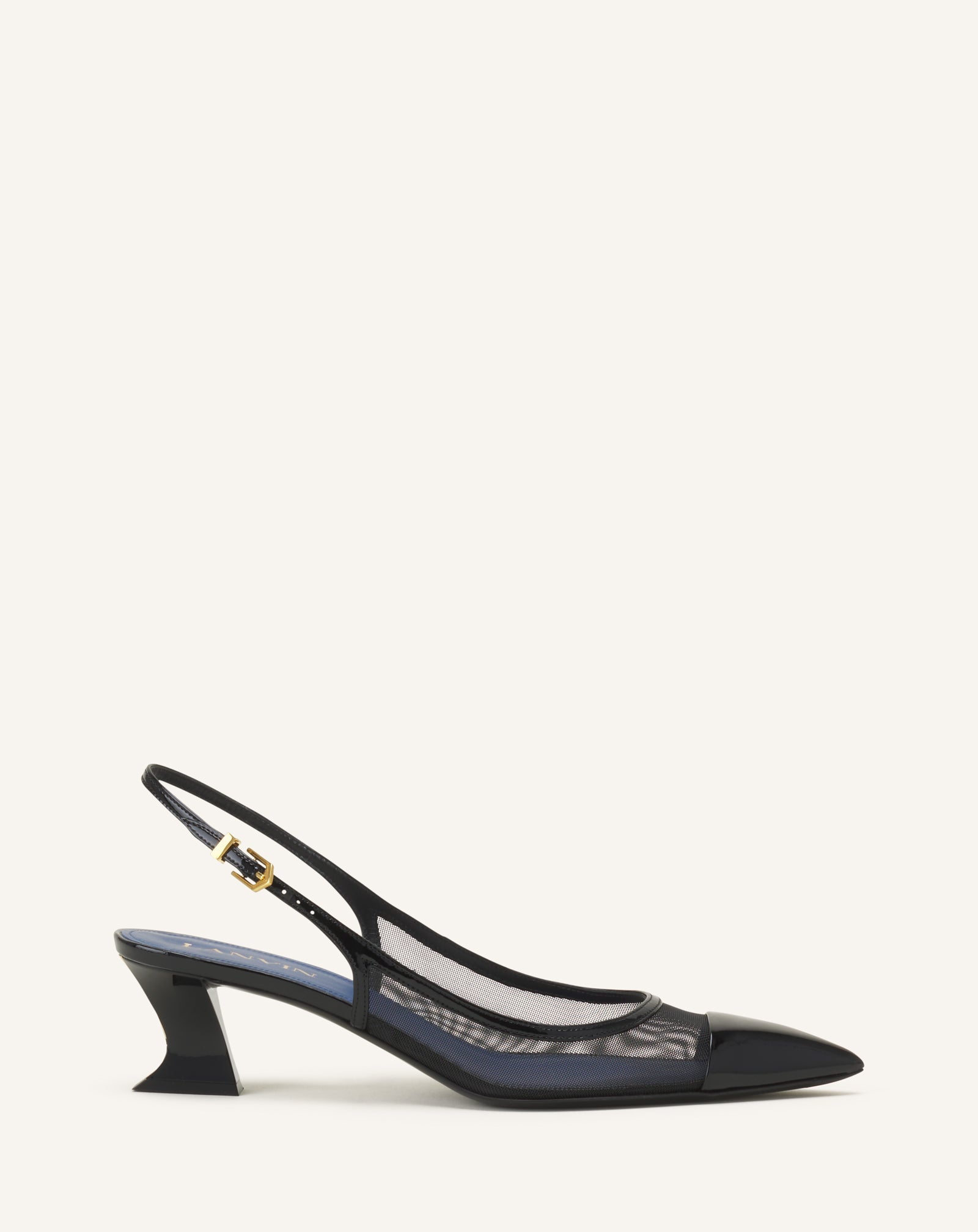 Slingback Nocturne En Mesh Et Cuir Patent Black
