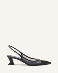 Slingback Nocturne En Mesh Et Cuir Patent Black