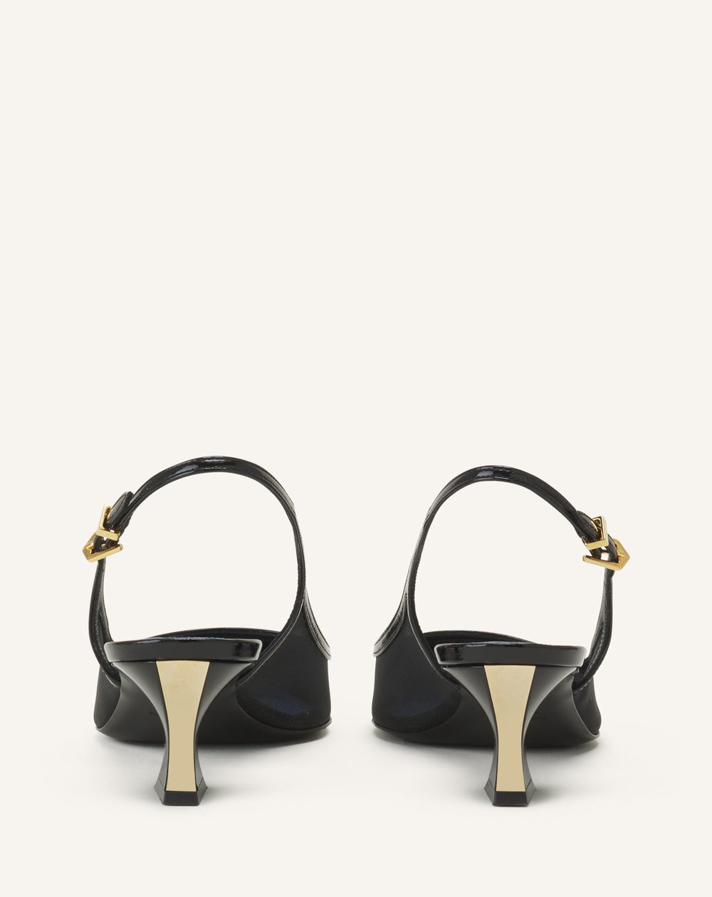 Slingback Nocturne En Mesh Et Cuir Patent Black