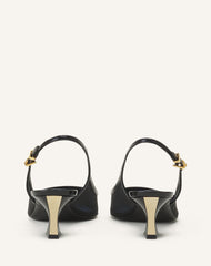 Slingback Nocturne En Mesh Et Cuir Patent Black