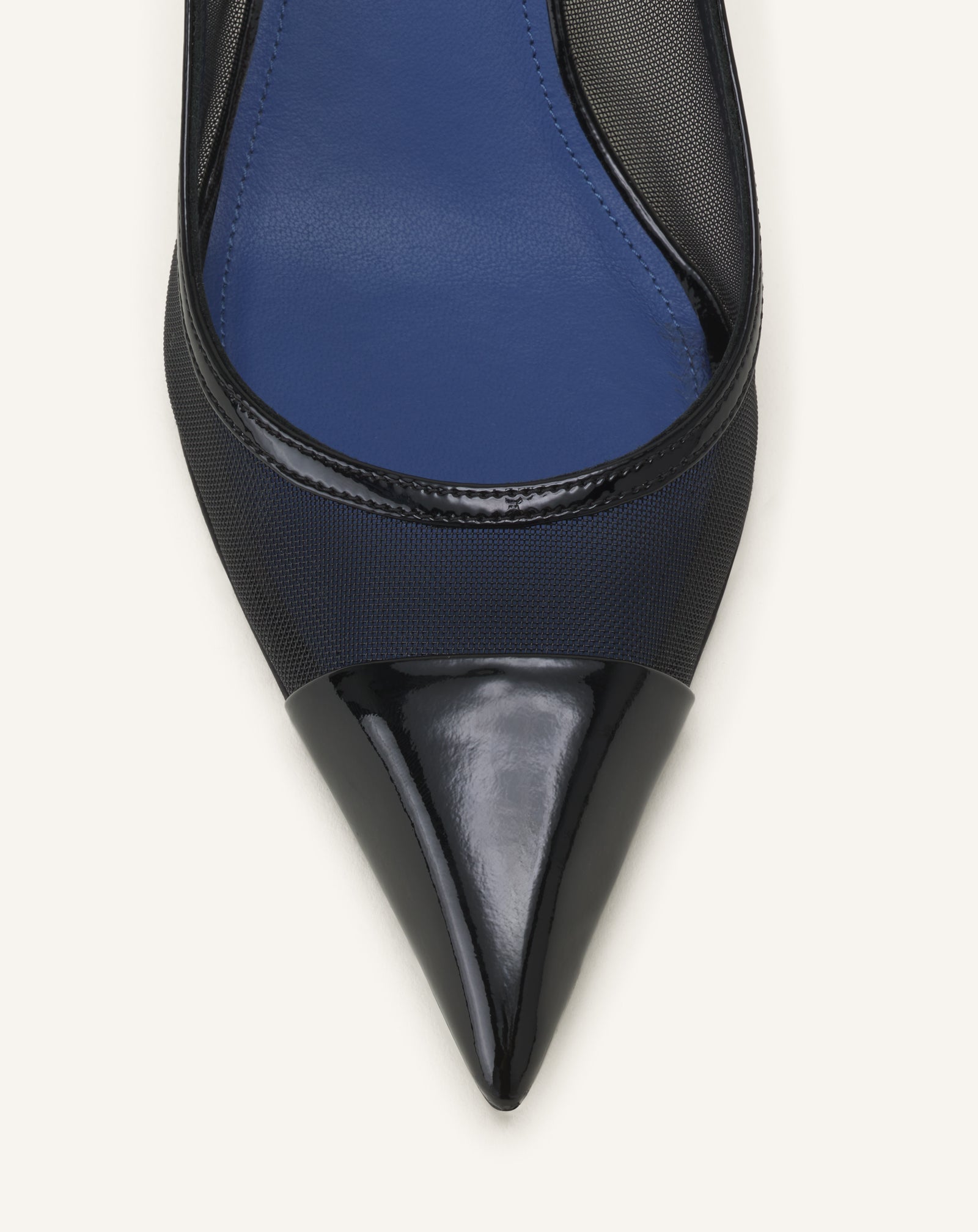 Slingback Nocturne En Mesh Et Cuir Patent Black