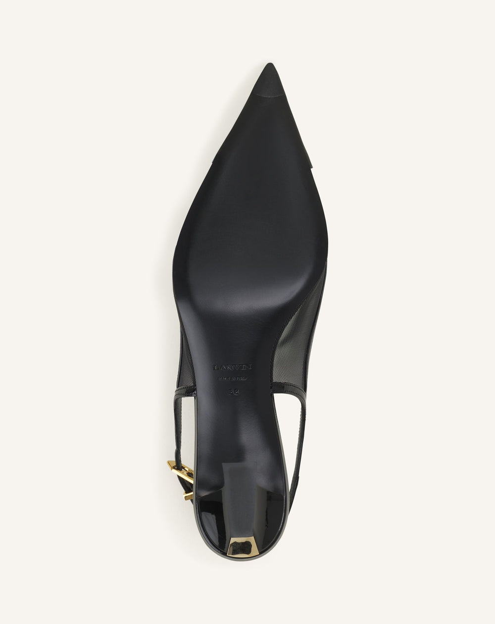 Slingback Nocturne En Mesh Et Cuir Patent Black