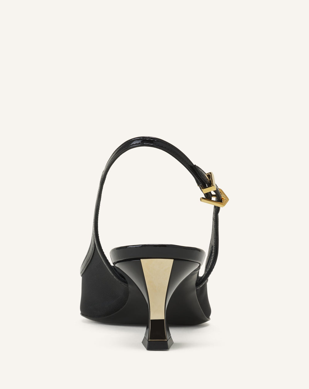 Slingback Nocturne En Mesh Et Cuir Patent Black