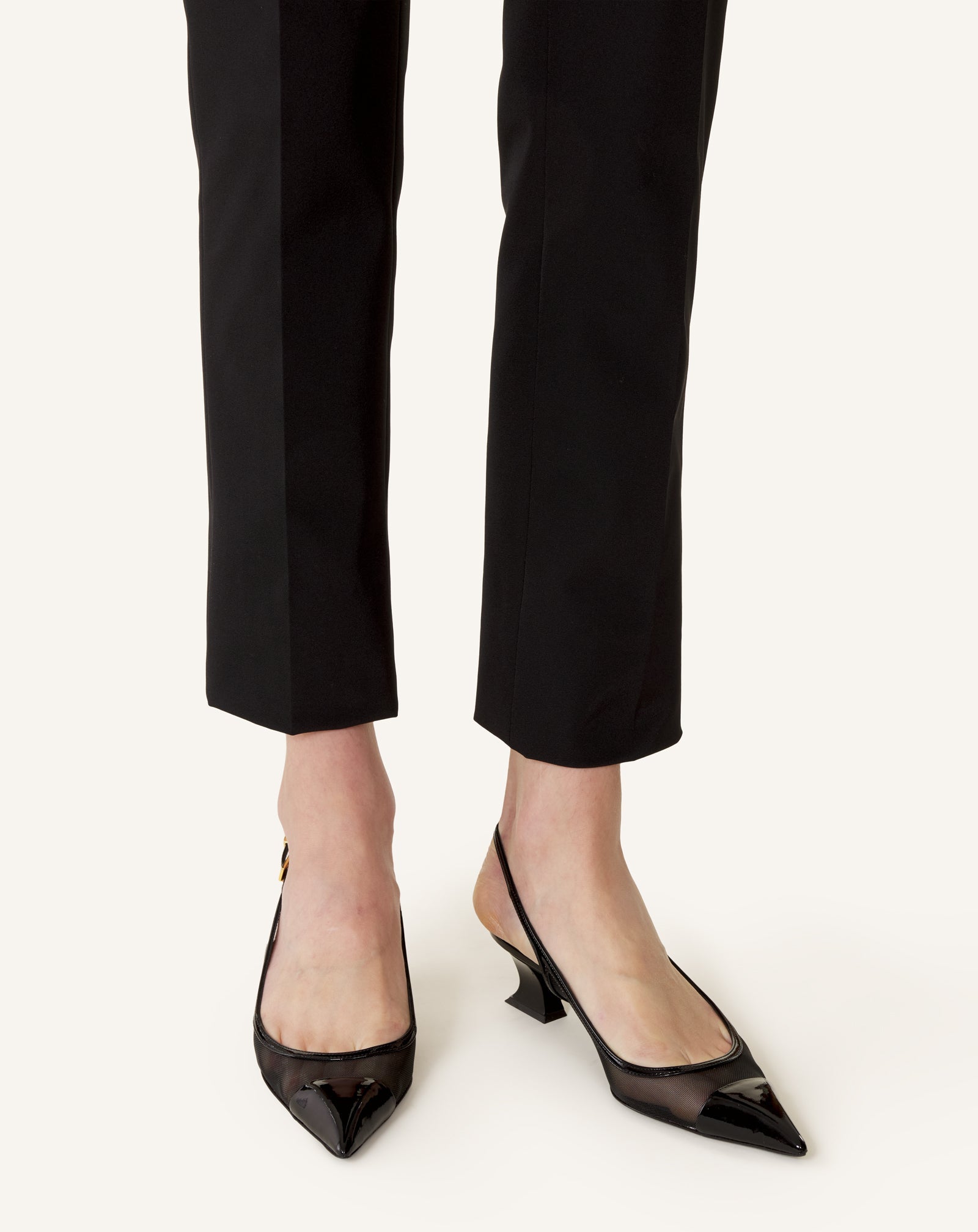 Slingback Nocturne En Mesh Et Cuir Patent Black