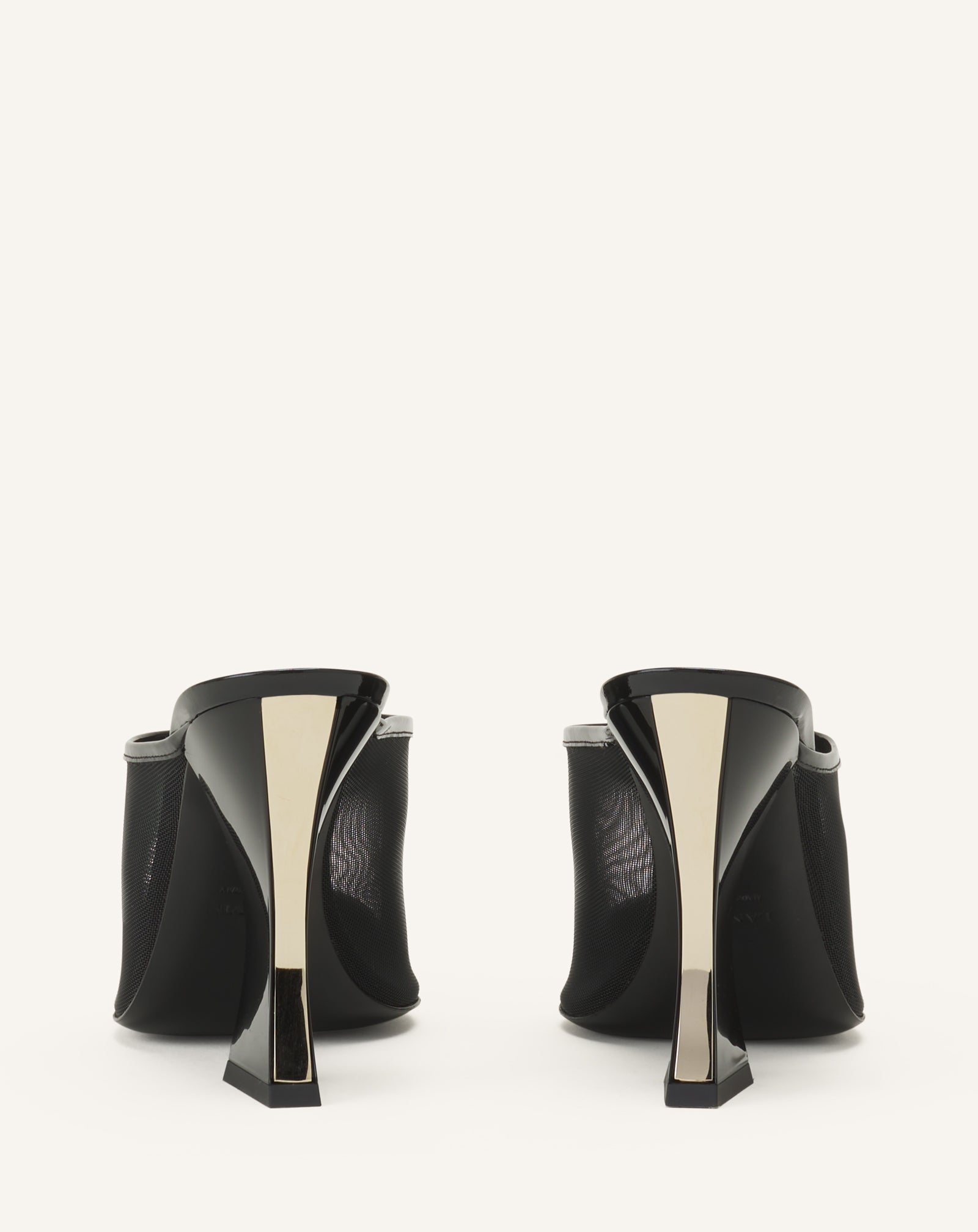 Mule Nocturne En Mesh Et Cuir Patent Black