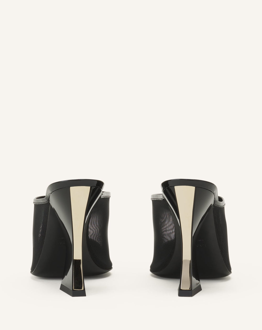 Mule Nocturne En Mesh Et Cuir Patent Black