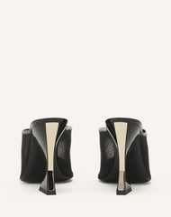 Mule Nocturne En Mesh Et Cuir Patent Black