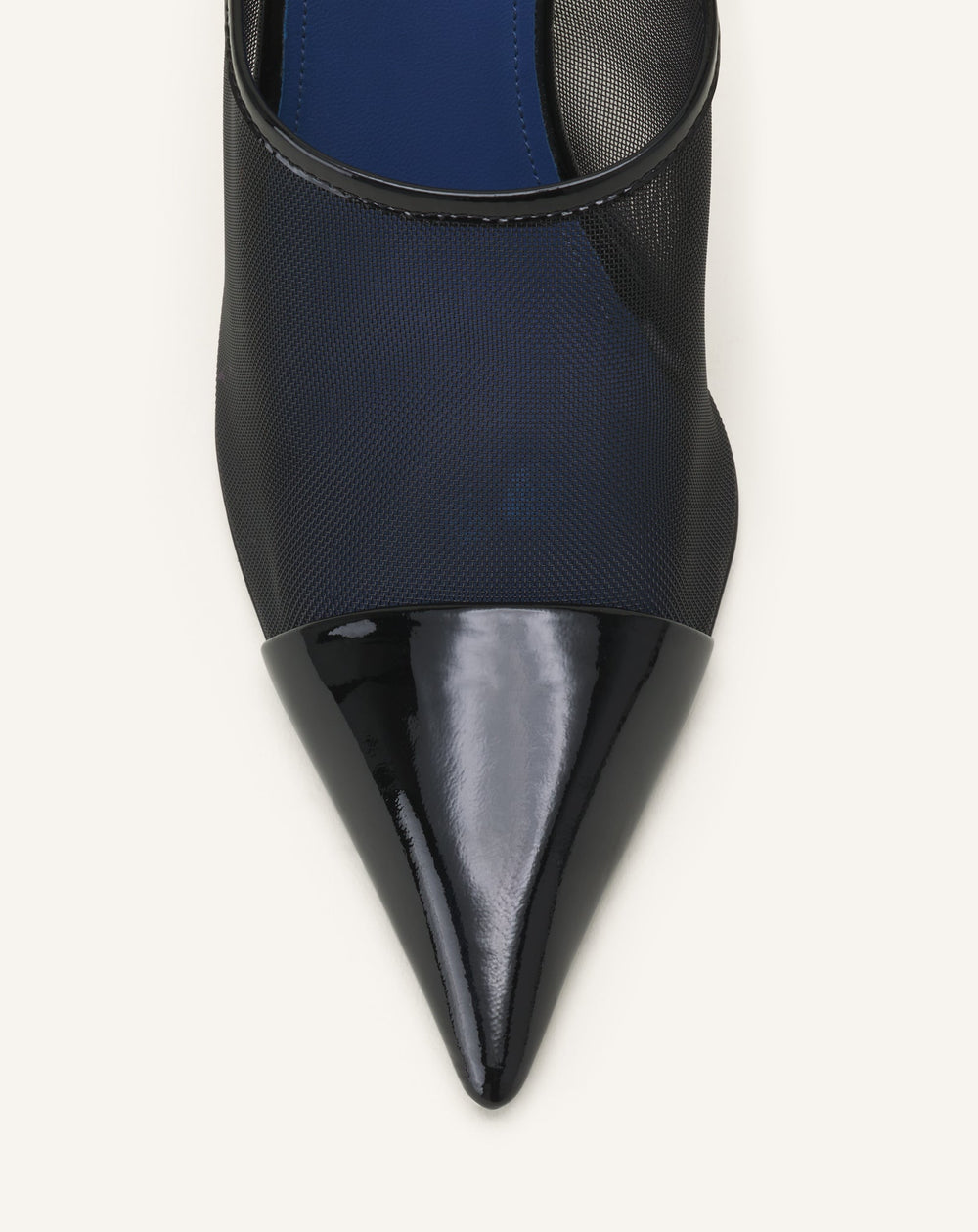 Mule Nocturne En Mesh Et Cuir Patent Black