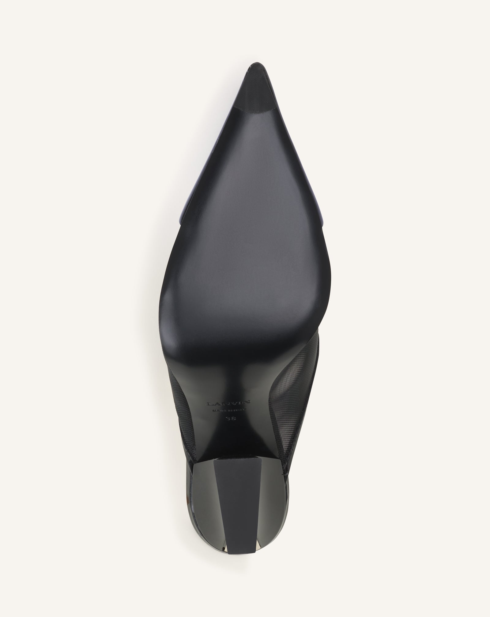 Mule Nocturne En Mesh Et Cuir Patent Black