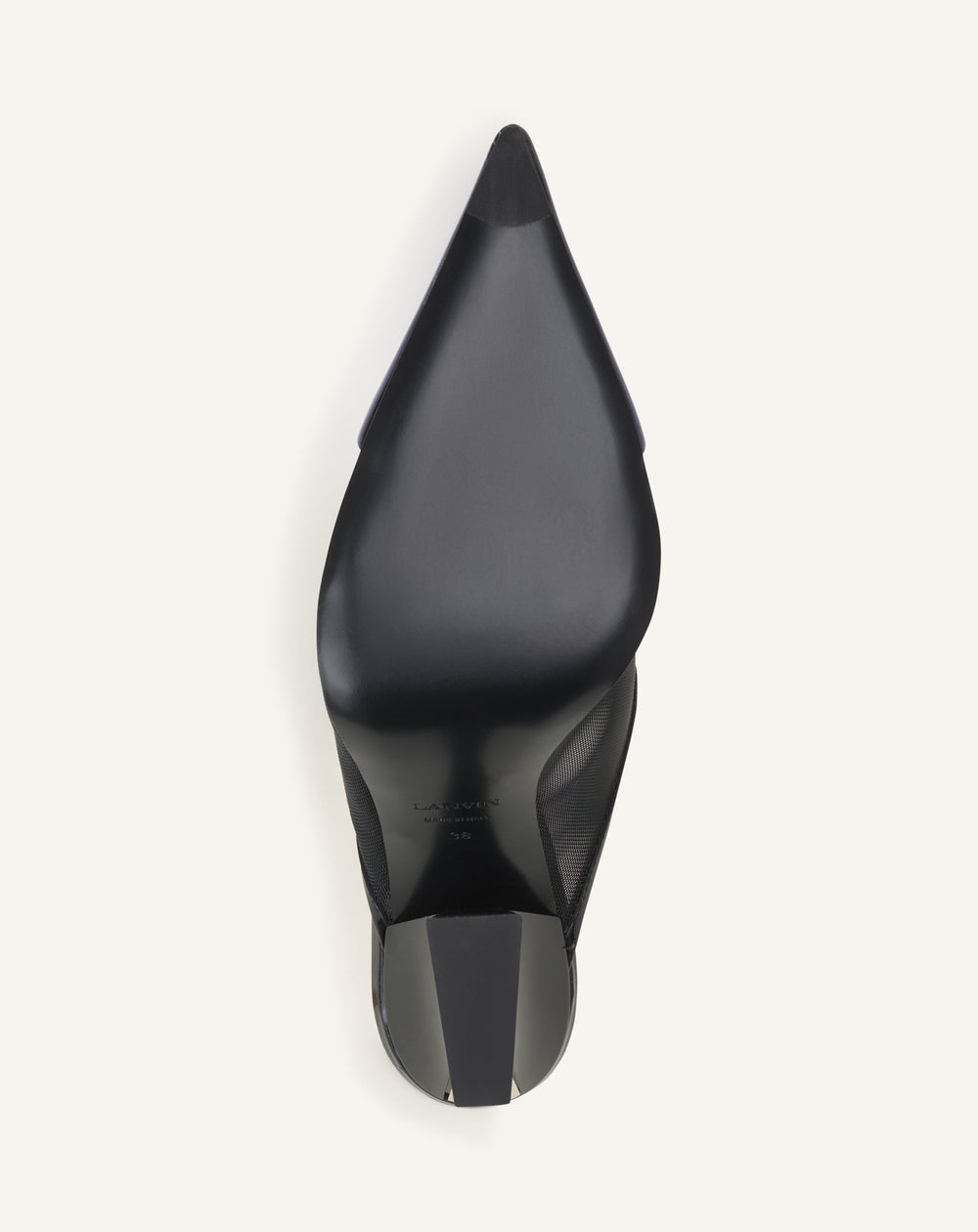 Mule Nocturne En Mesh Et Cuir Patent Black
