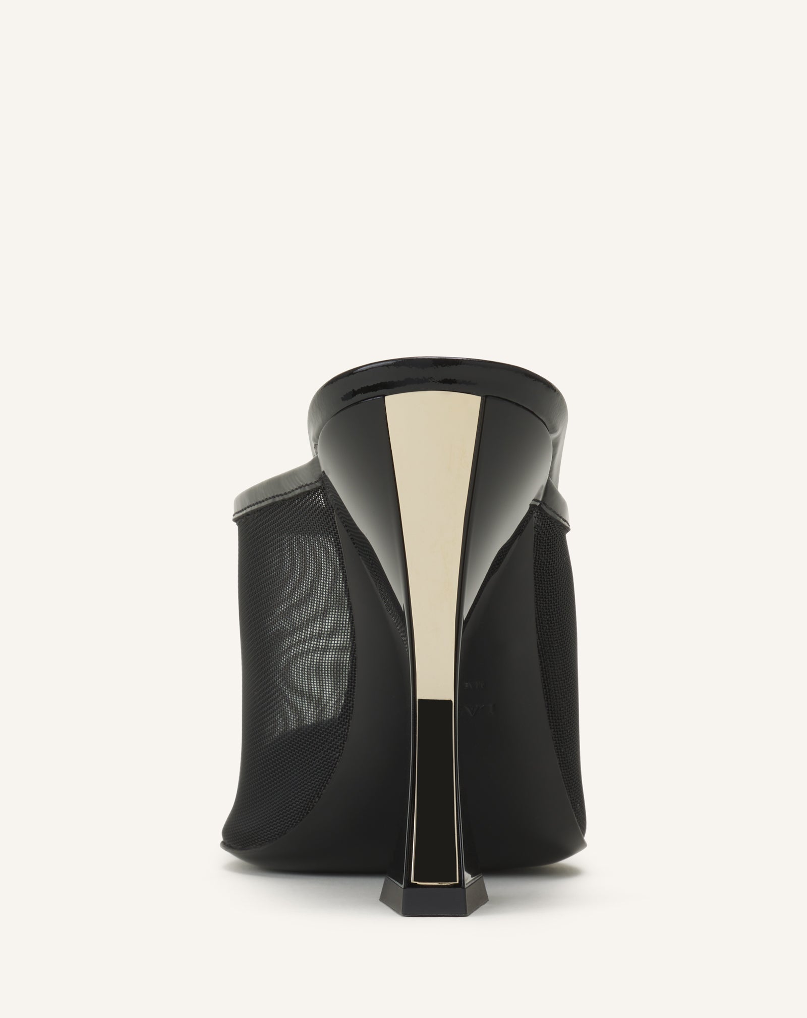 Mule Nocturne En Mesh Et Cuir Patent Black