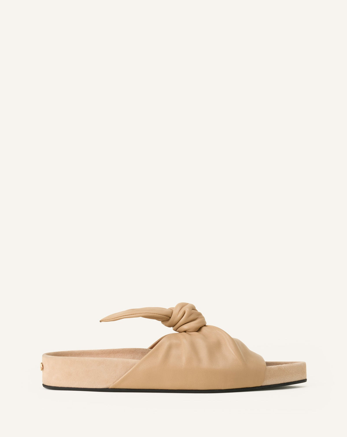Mule Plate À Noeud Cuir Beige