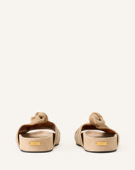 Mule Plate À Noeud Cuir Beige