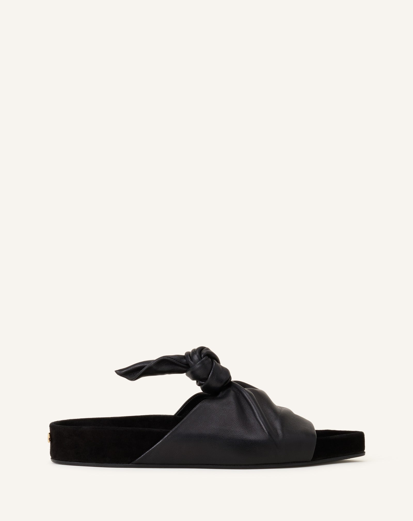 Mule Plate À Noeud Cuir Black