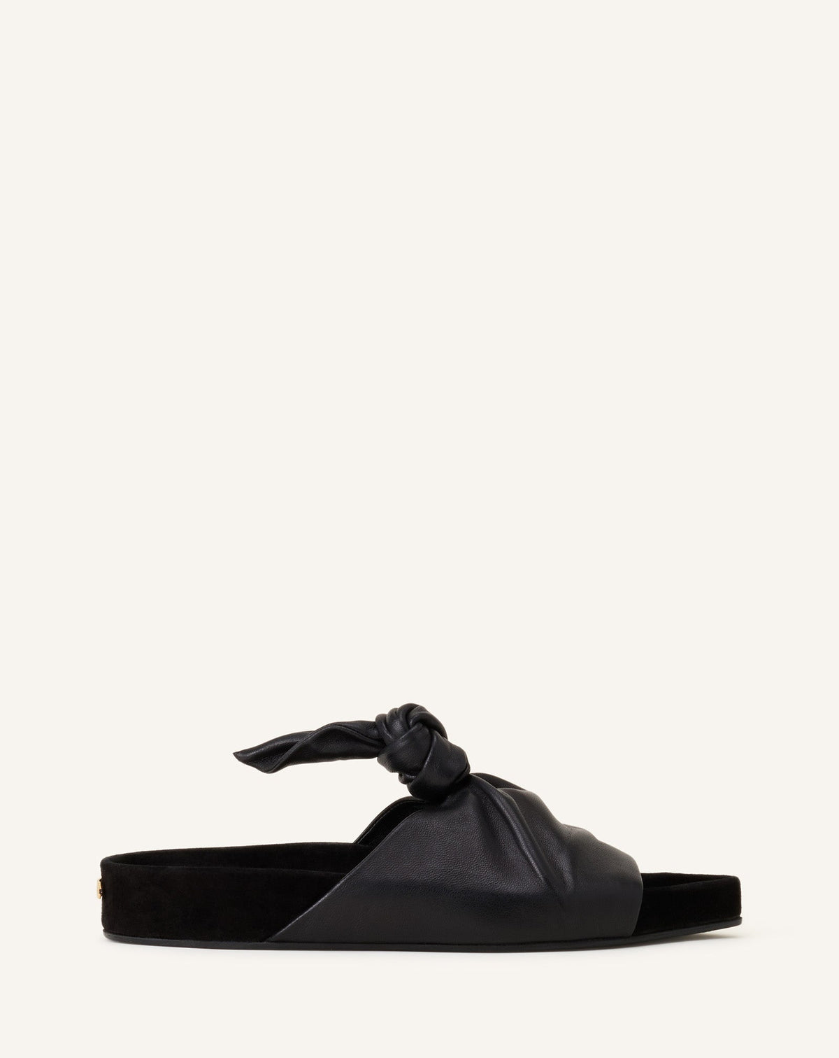 Mule Plate À Noeud Cuir Black