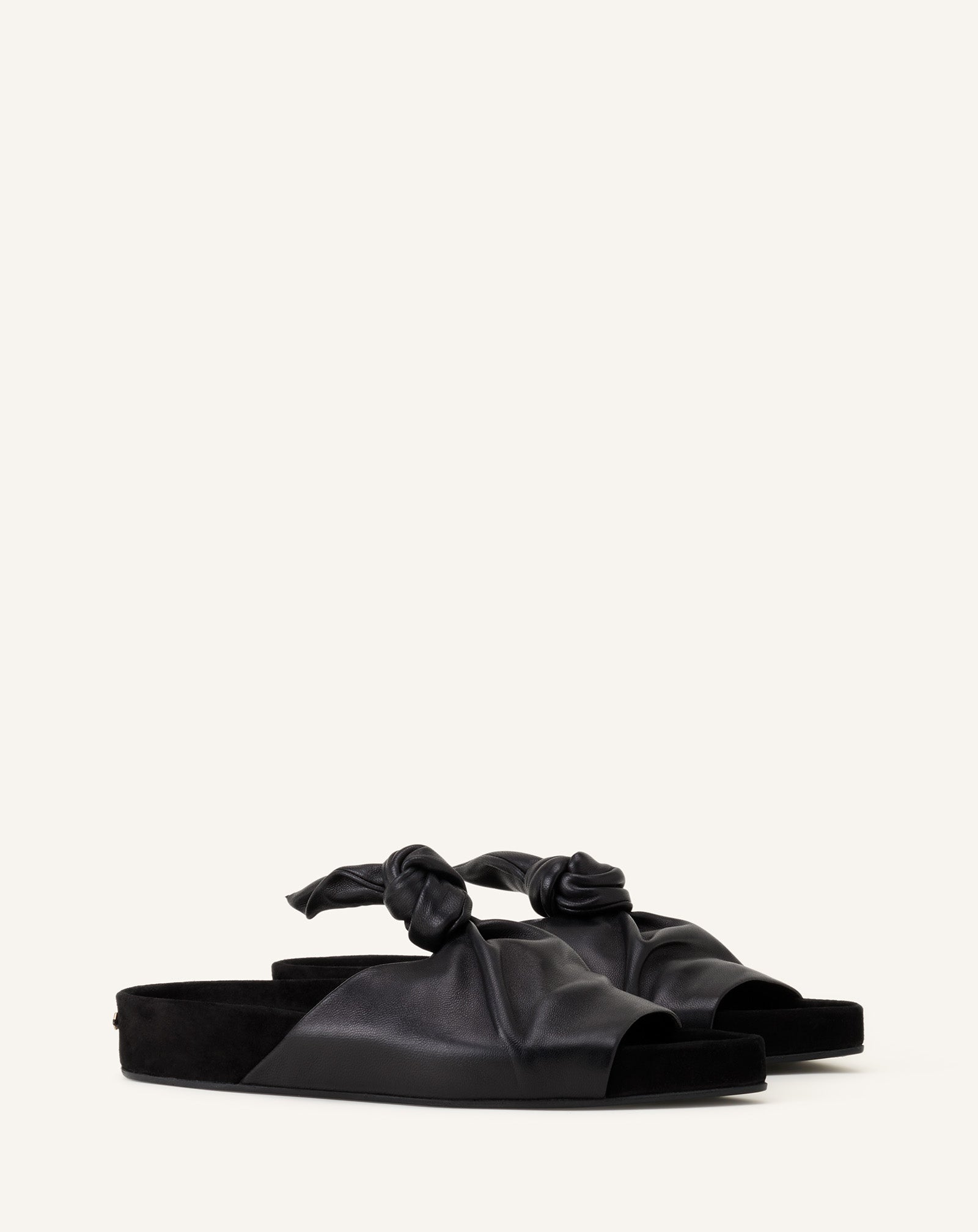 Mule Plate À Noeud Cuir Black