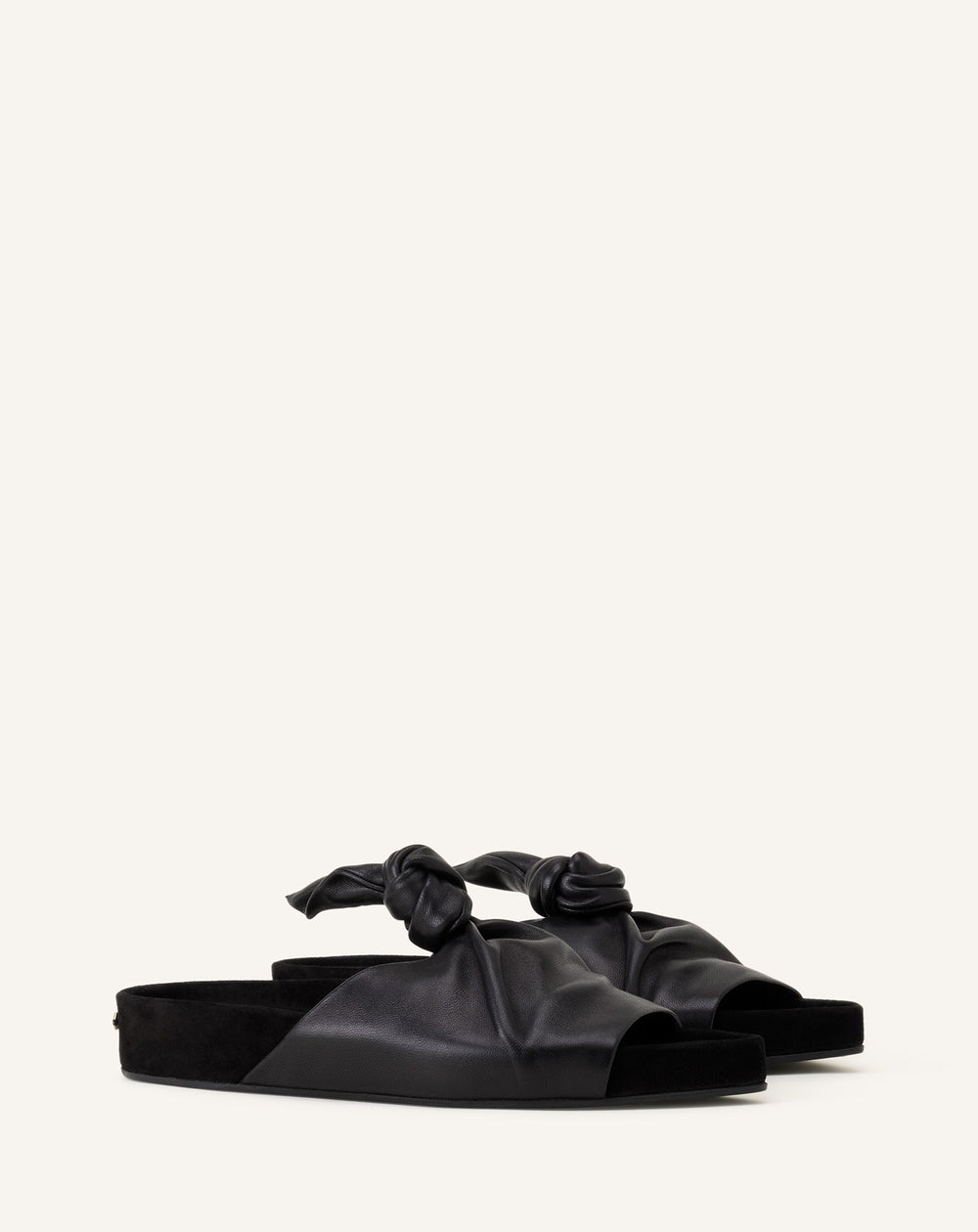 Mule Plate À Noeud Cuir Black