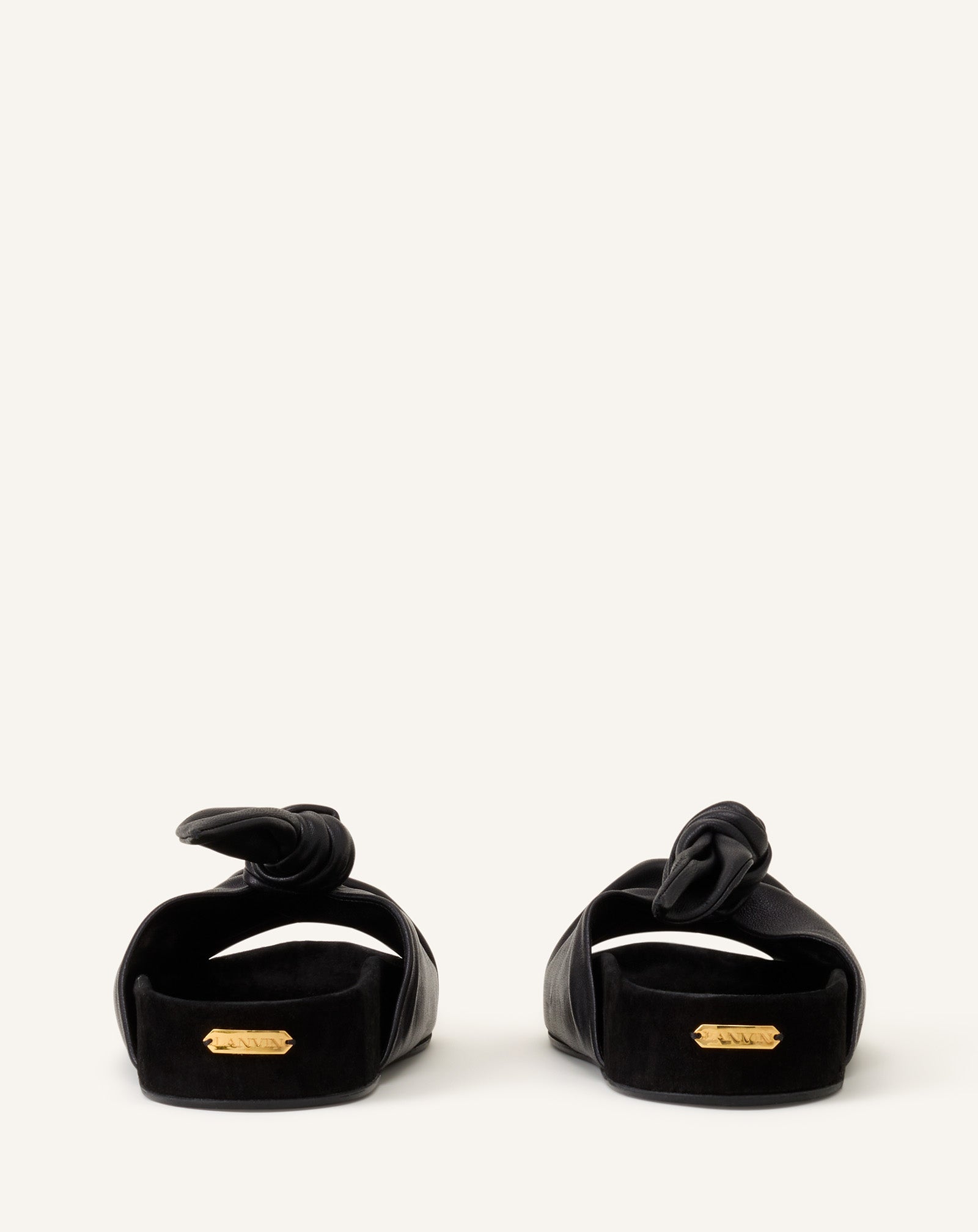 Mule Plate À Noeud Cuir Black
