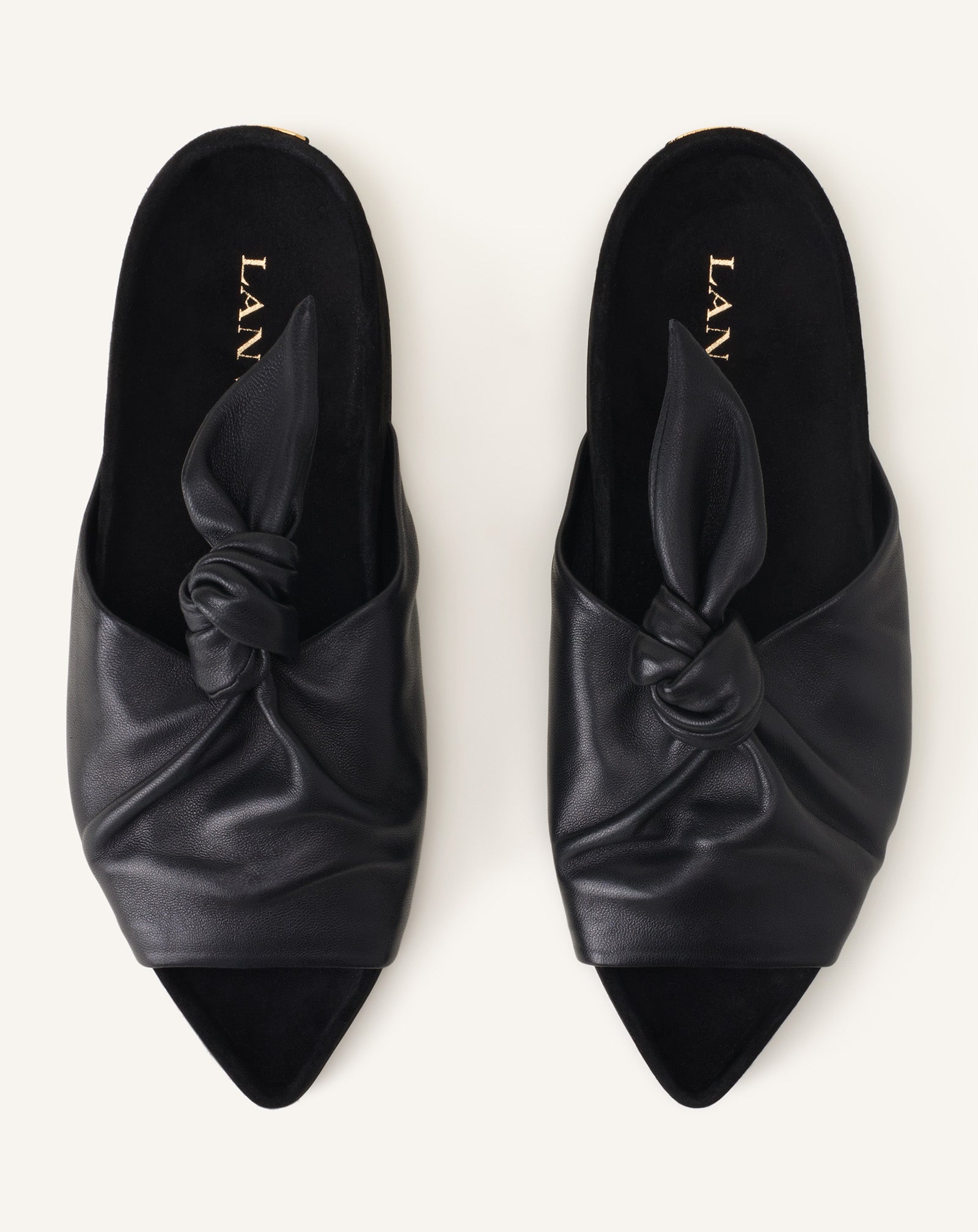 Mule Plate À Noeud Cuir Black