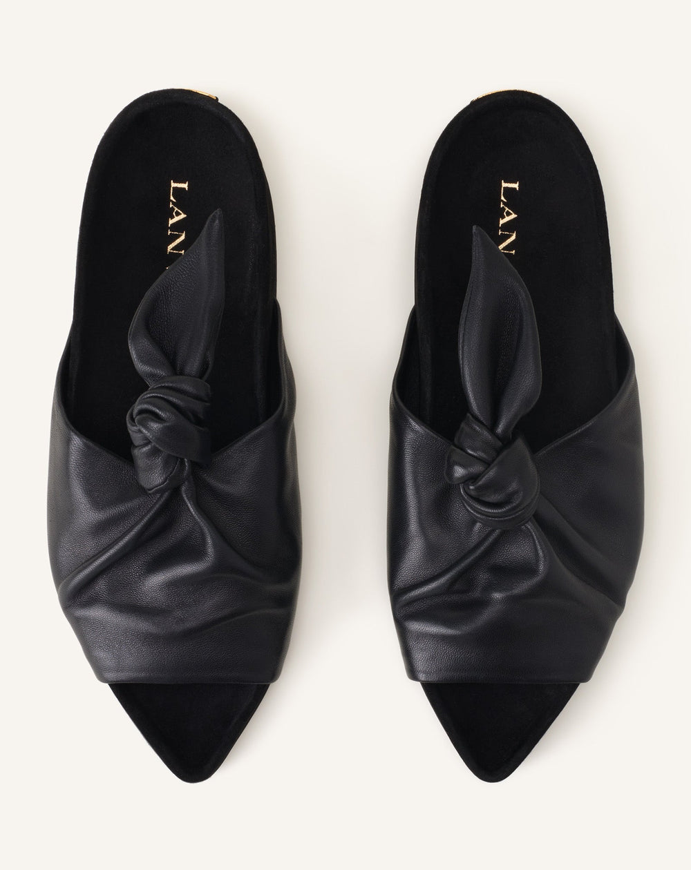Mule Plate À Noeud Cuir Black