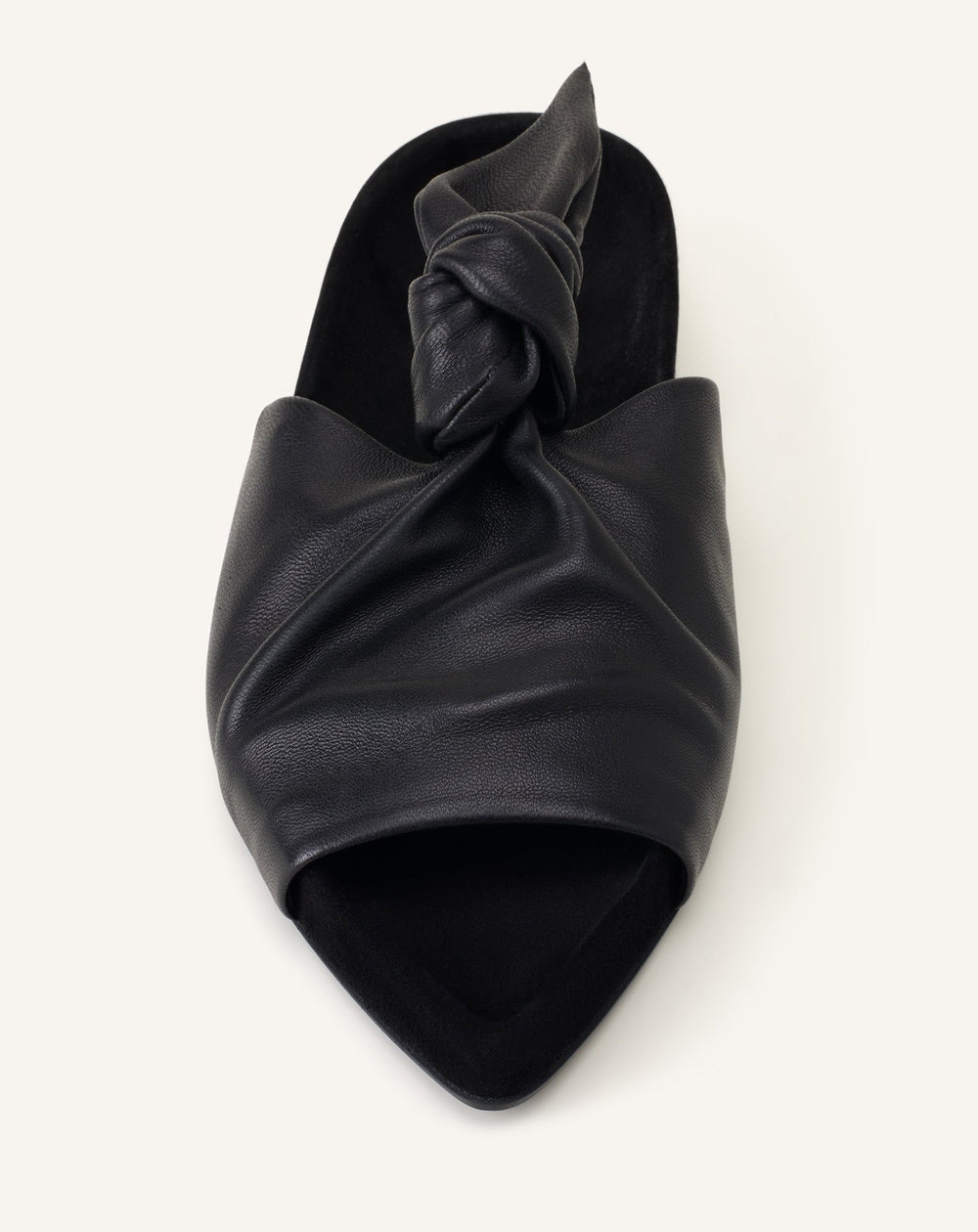 Mule Plate À Noeud Cuir Black