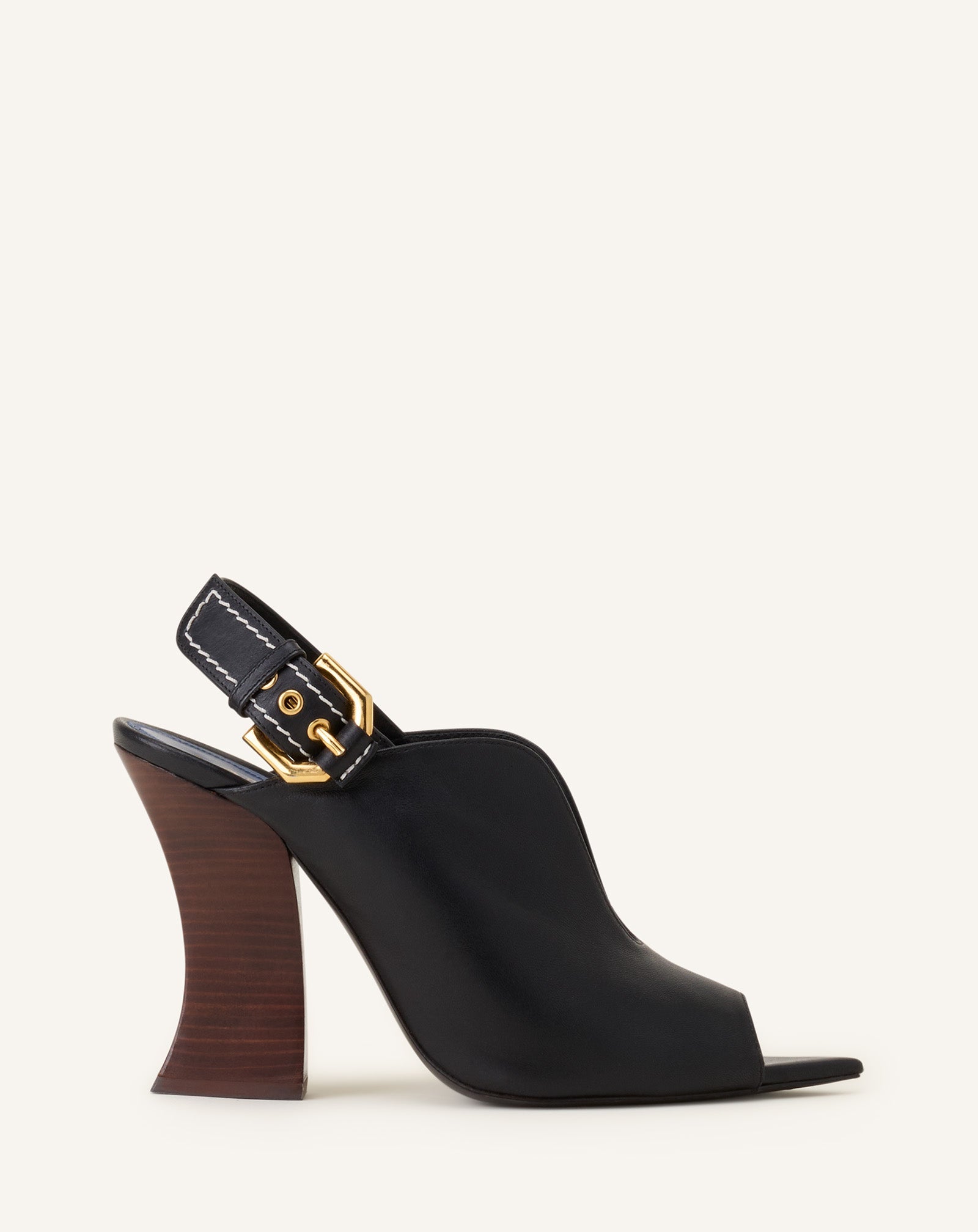 Sandale En Cuir À Boucle 100mm Black