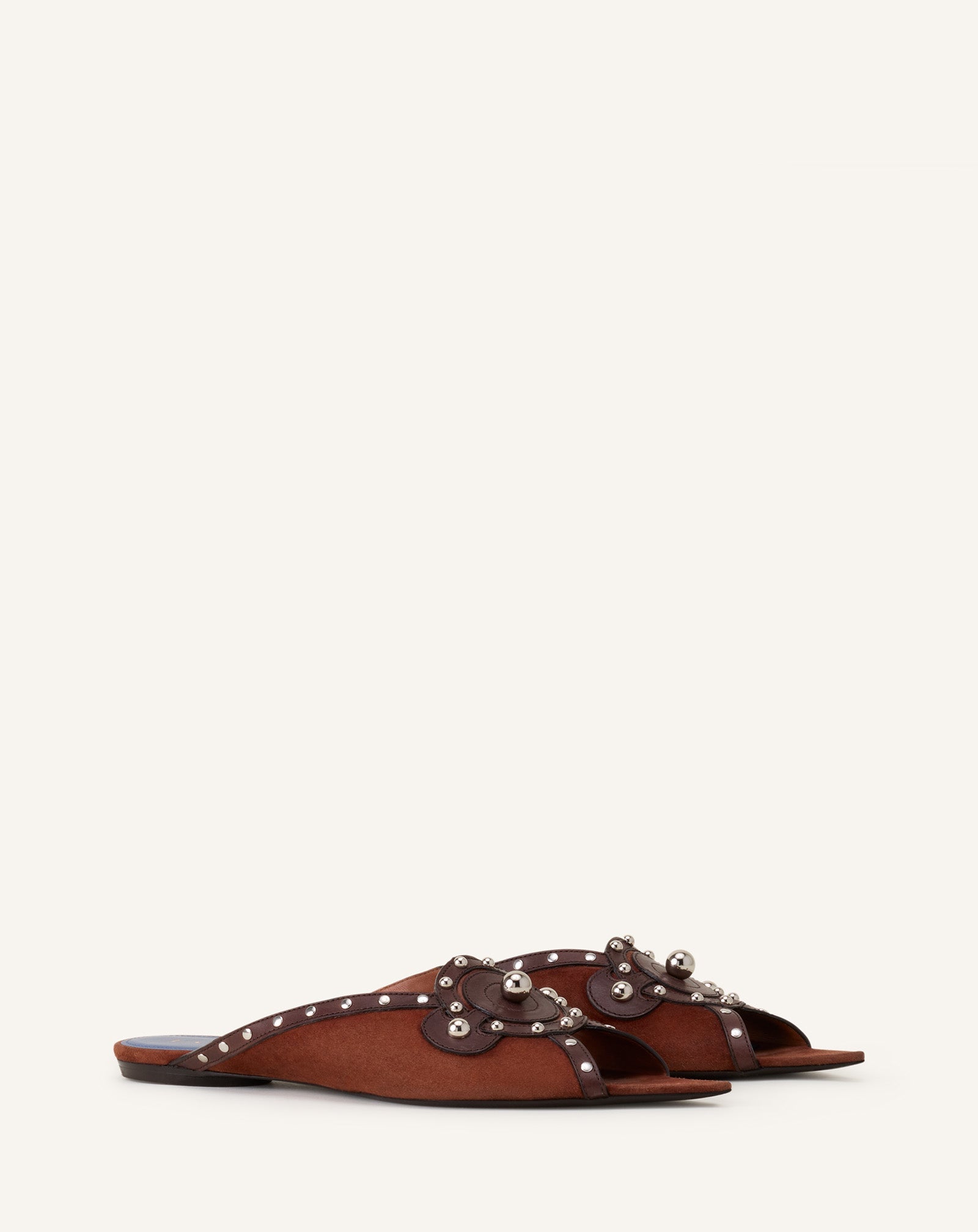 Mule Plate Pointue A Studs Brown