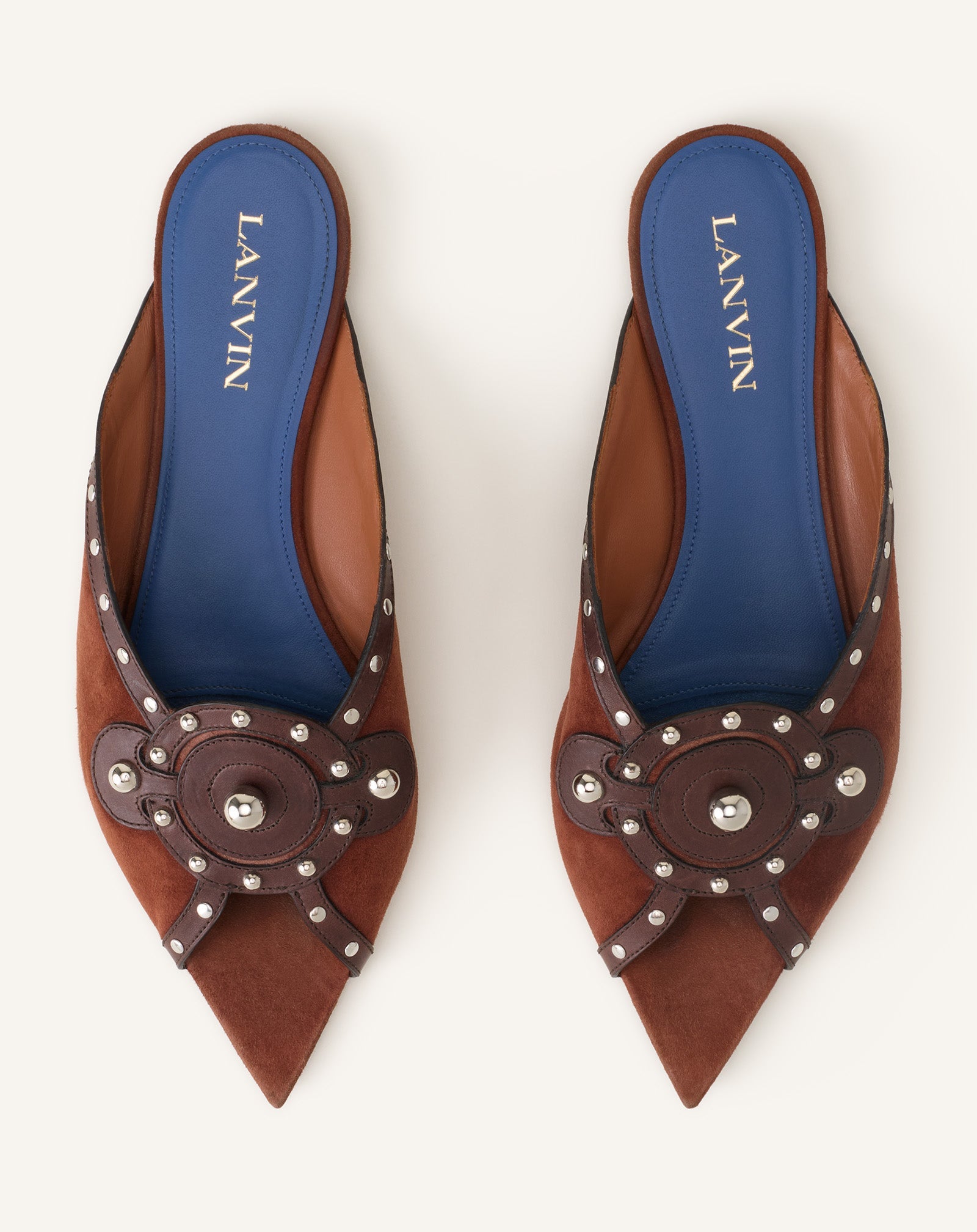Mule Plate Pointue A Studs Brown