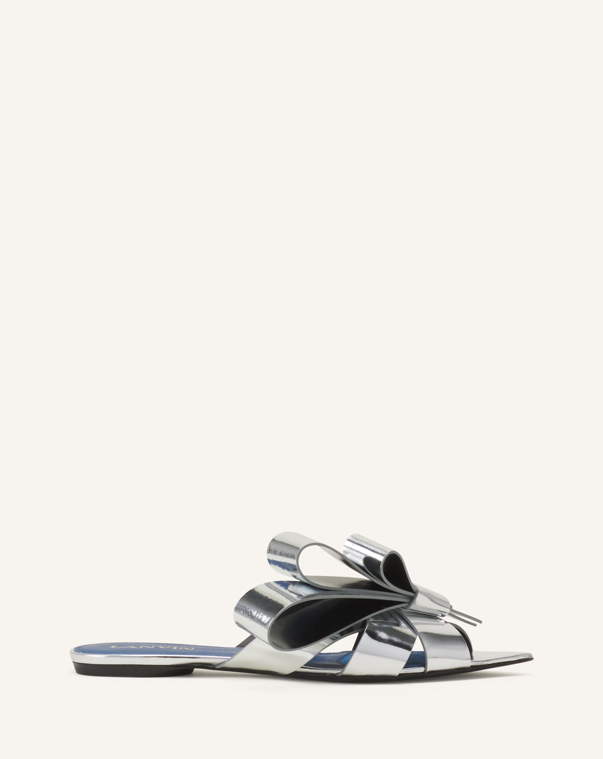 Mule Plates Cadeau En Cuir Metallic Silver