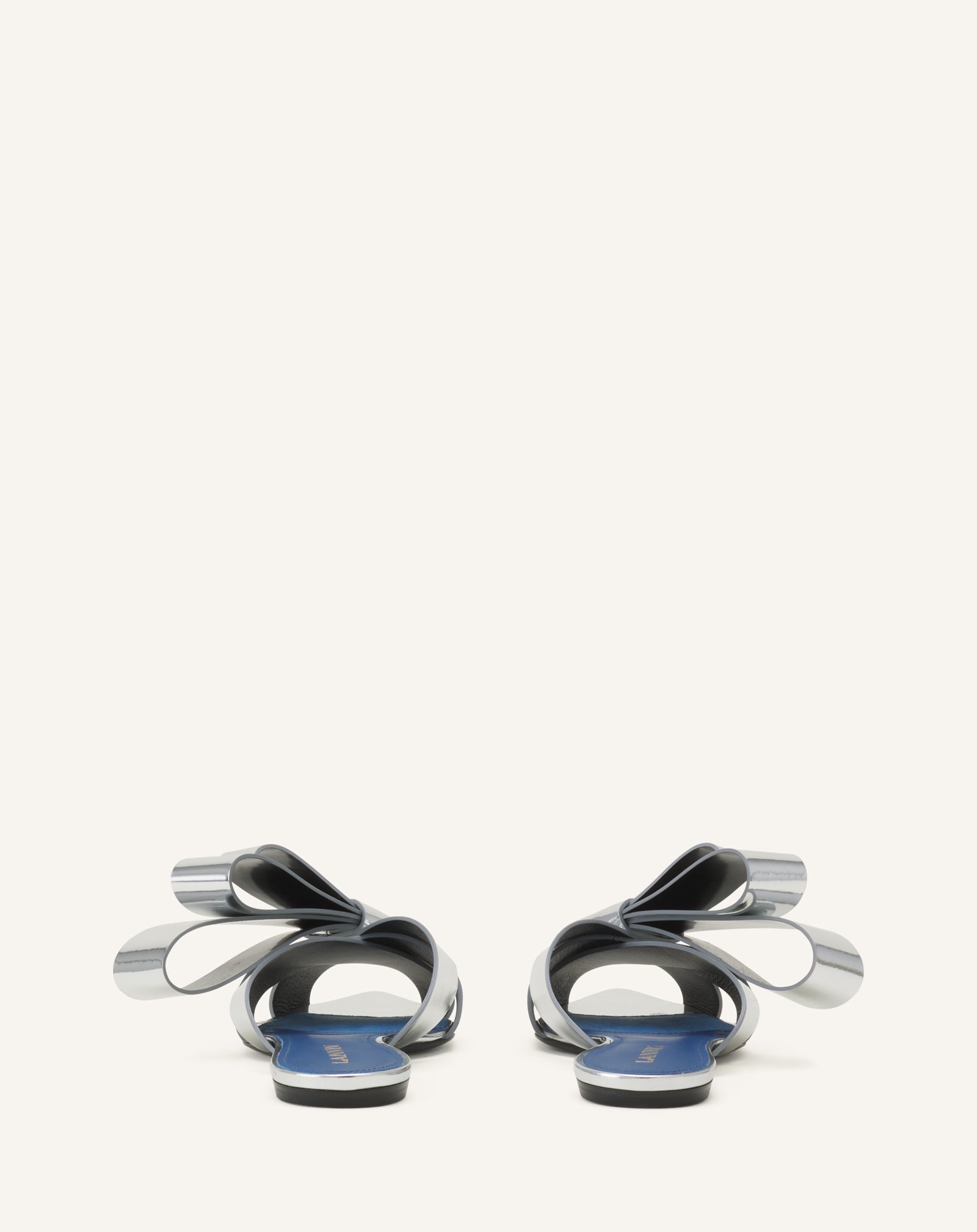 Mule Plates Cadeau En Cuir Metallic Silver