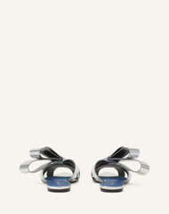Mule Plates Cadeau En Cuir Metallic Silver