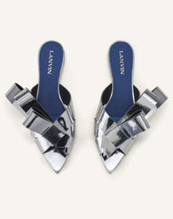Mule Plates Cadeau En Cuir Metallic Silver