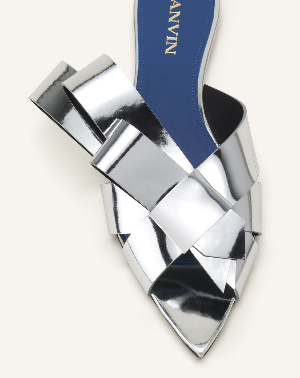 Mule Plates Cadeau En Cuir Metallic Silver