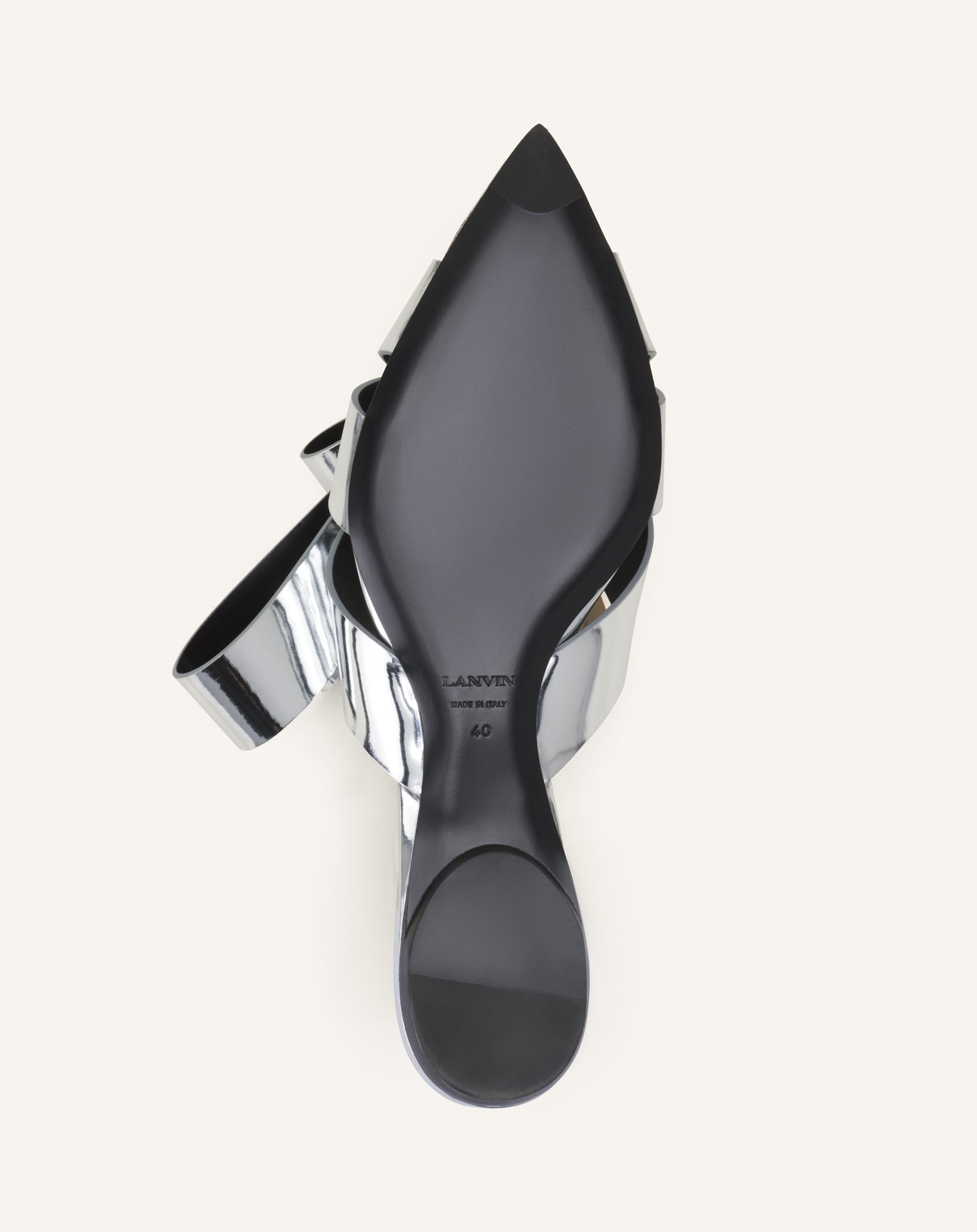 Mule Plates Cadeau En Cuir Metallic Silver