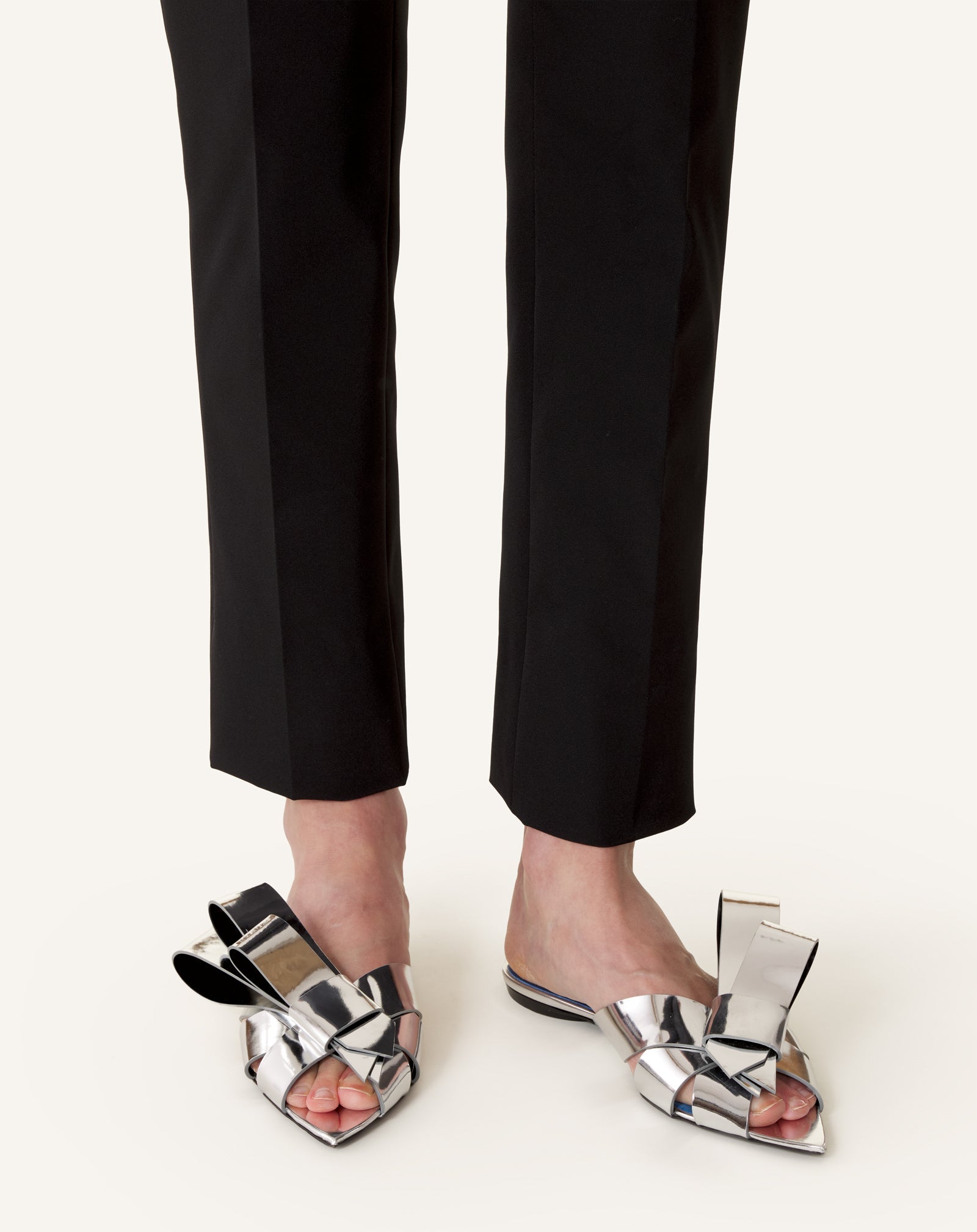 Mule Plates Cadeau En Cuir Metallic Silver