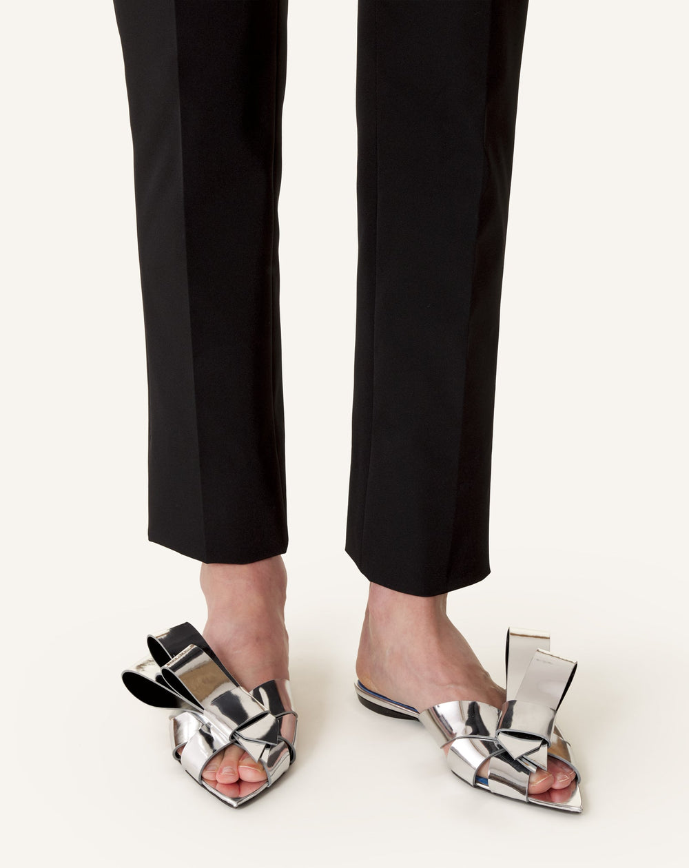 Mule Plates Cadeau En Cuir Metallic Silver