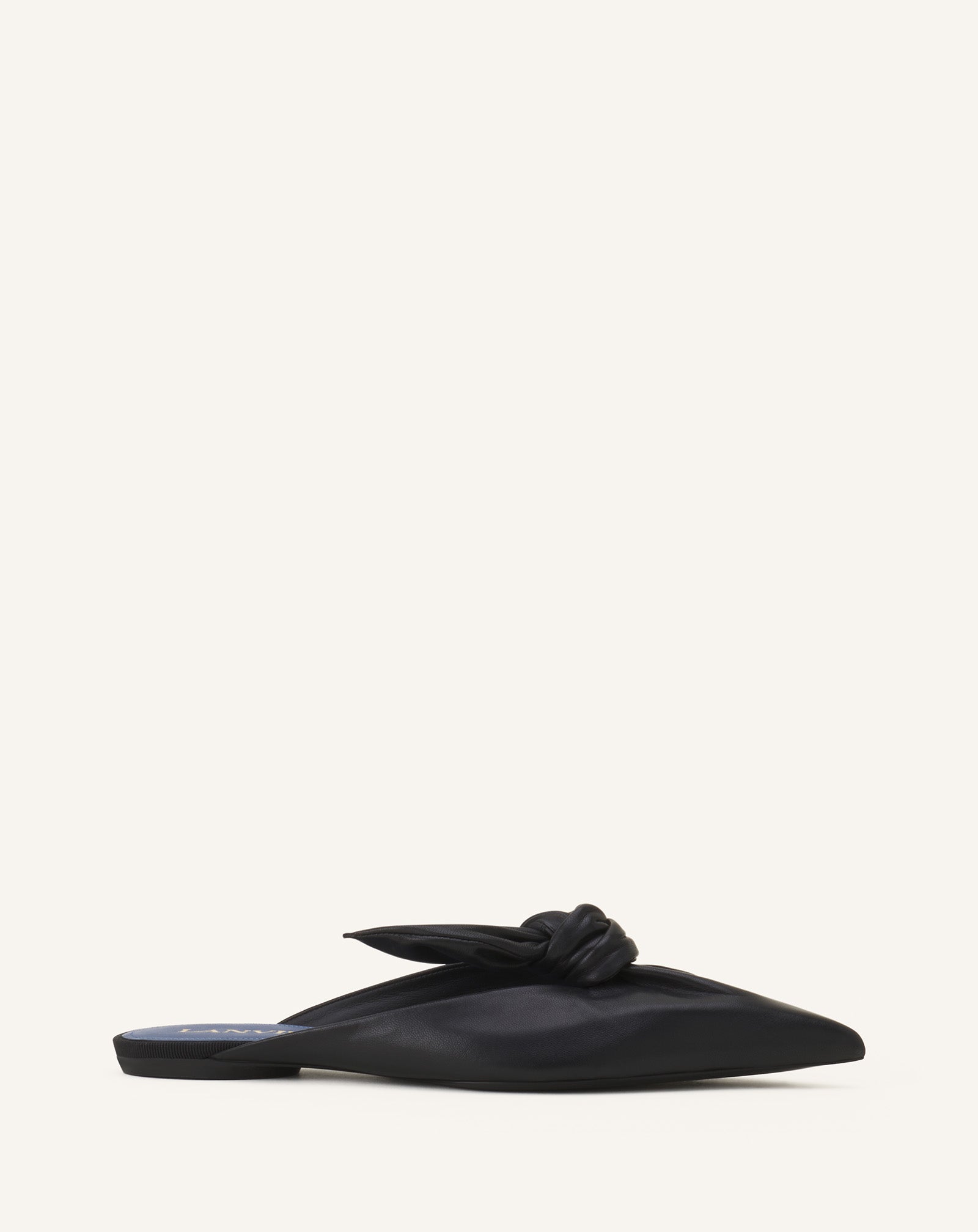 Black Midnight Step Leather Bow Mule