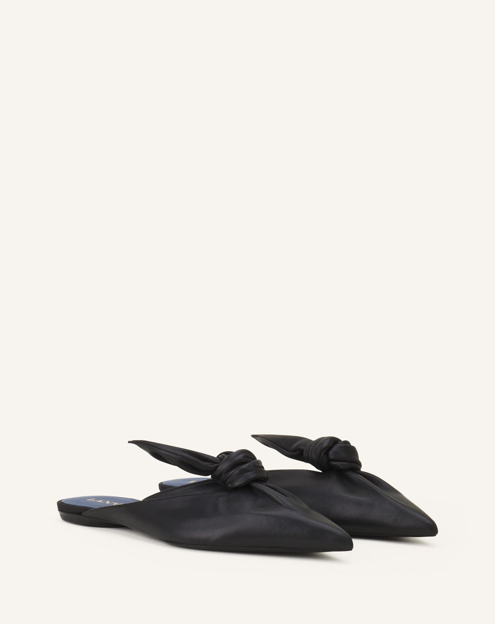 Black Midnight Step Leather Bow Mule