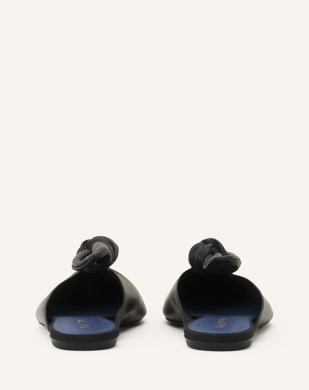 Black Midnight Step Leather Bow Mule