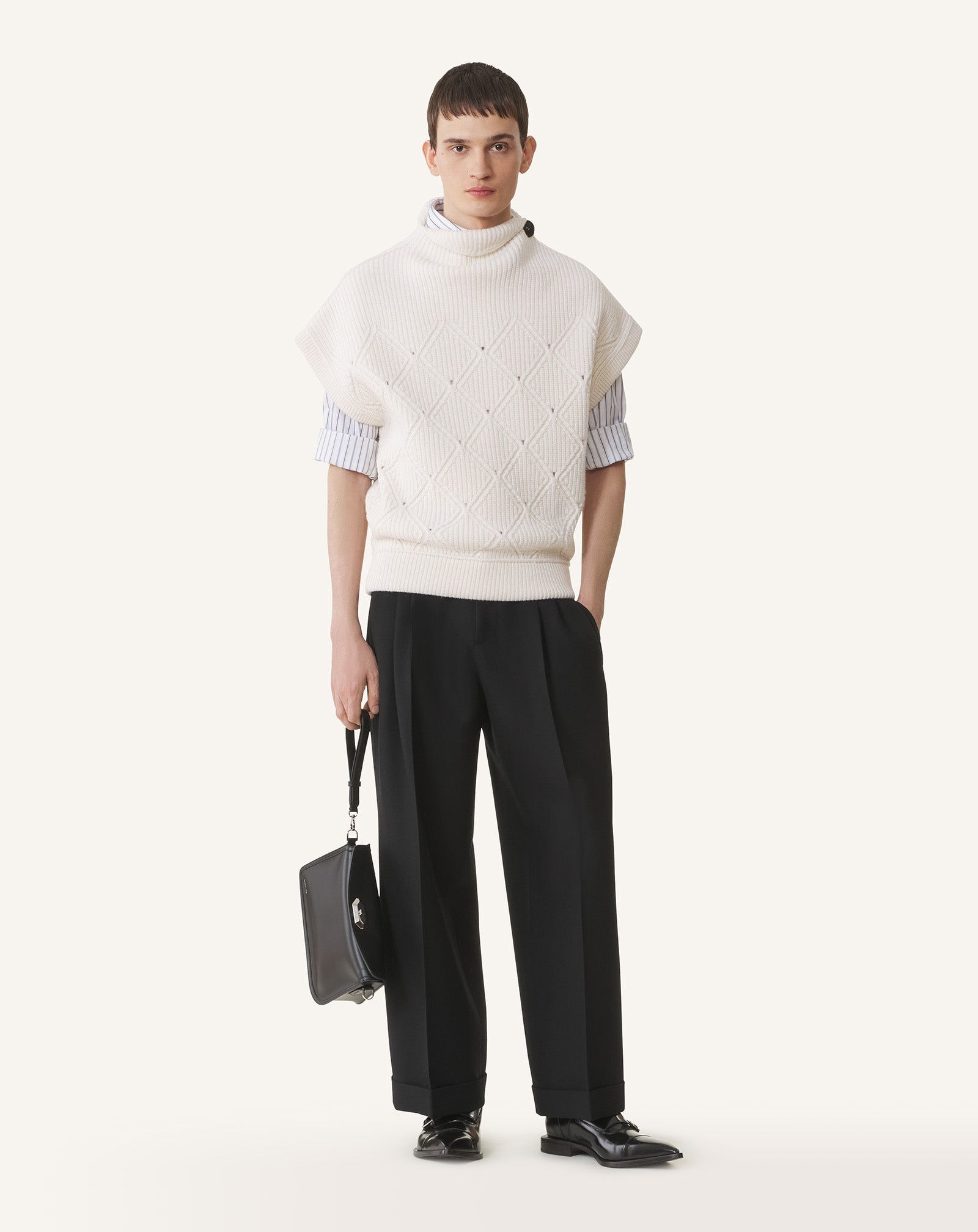 Black Compagnon Asymmetrical Leather Clutch Bag